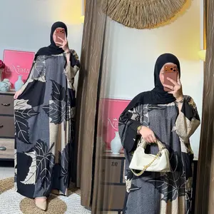 Gamis Kaftan Daun Jumbo Rayon Tebal