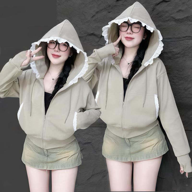   BUBBLE GUM  Áo Khoác Nữ Phối Ren Nón Thun Gân 6 Túi Freesize Dưới 60Kg - AK31 | Nhiều Màu Chống Nắng Thấm Mồ Hôi 