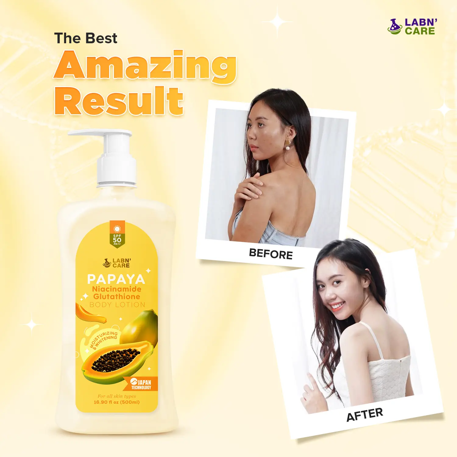 glutathione whitening body lotion 600ml GLUTA-C Body Lotion Sun Cream 2-in-1 Moisturizing Body Lotion Leaves  Fragrance, Refreshing and Moisturizing main image 1