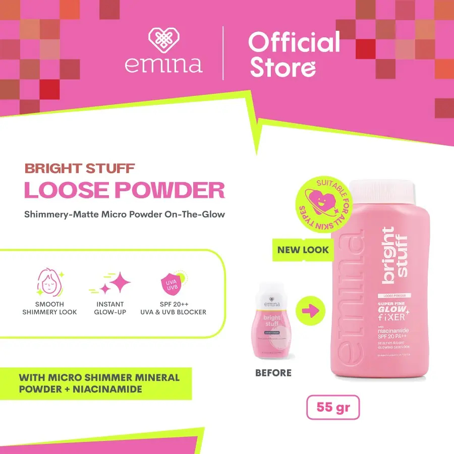 Emina Bright Stuff Loose Powder 55 g - Bedak Tabur Cerah Instan Matte