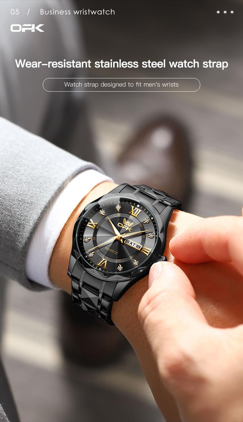 Product Introduction of 【1 year warranty】OPK Đồng hồ nam chống nước nguyên bản bằng thép không gỉ  Watch 6023 Metal Material round Watch Waterproof original in stock many colors to choose from free box 4