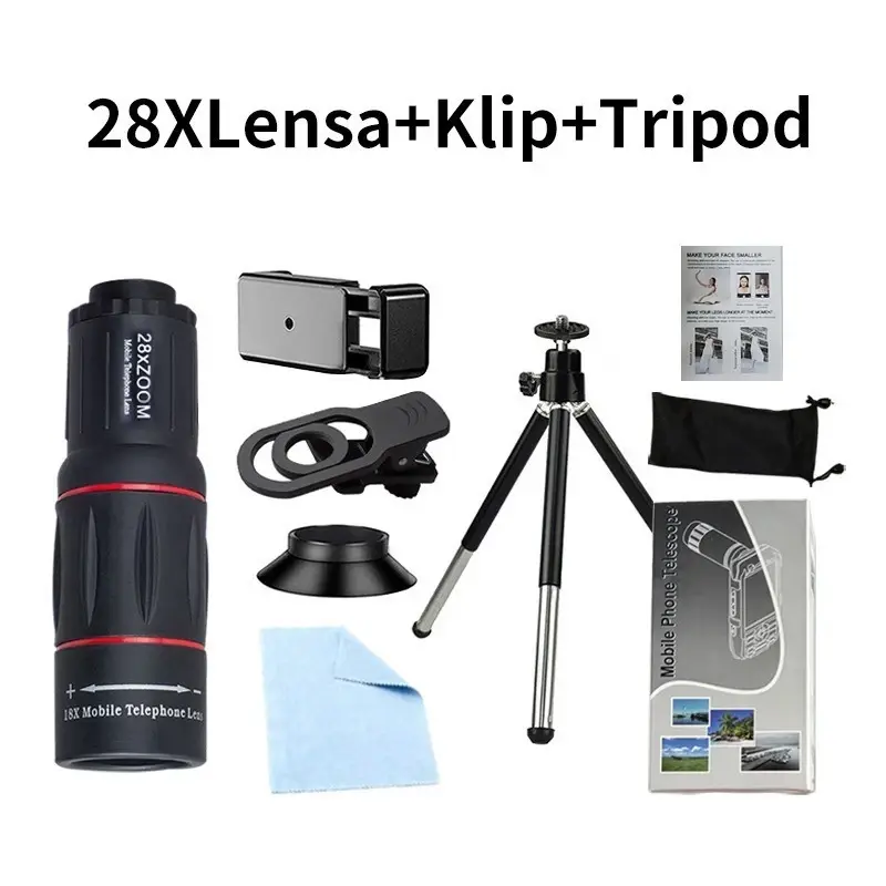 Lensa + Penjepit + Tripod