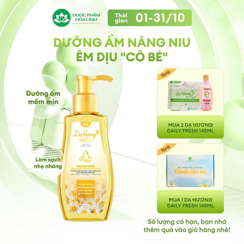 Dung dịch vệ sinh Dạ hương Daily Fresh Moisture - Tăng cường thành phần DƯỠNG ẨM 145ml