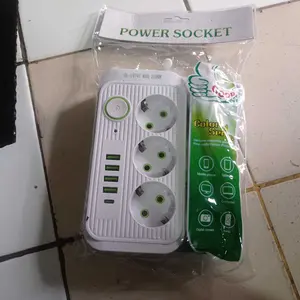 2500W Stop Kontak Flame Retardant 3 Lubang USB Type-C Plug Steker Saklar Terminal Sambungan Saklar On Off 2/3/5 Meter Tembaga Wireless Charging Anti Panas Flame Retardant Kabel Aman Untuk Rumah Kantor Kos Mobil