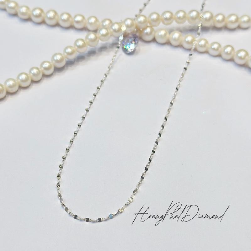 Hoàng Phát Trang Sức Dây Chuyền Bạc Ý 925 Xoắn Lá Mảnh Sáng Lấp Lánh 4T5 45cm Thời Trang P0001 KHÔNG XI KIM