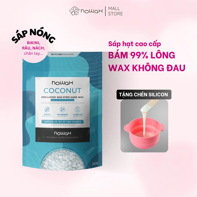 [500g tặng chén] SÁP WAX LÔNG NÓNG NOWAX CAO CẤP, SIÊU BÁM LÔNG, HƯƠNG VANI COCONUT, wax tốt nhất với vùng lông cứng như râu, bikini, nách