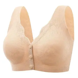 Bh Wanita seamless Rompi bra renda kancing depan push up tanpa kawat busa tipis 0
