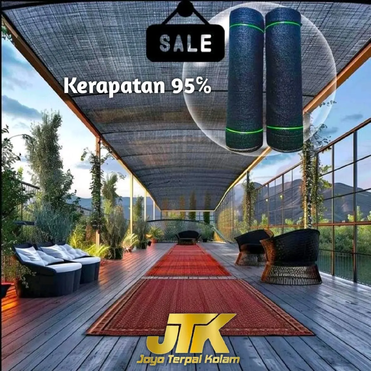 Jaring Paranet 95% Lebar 3 Meter Rajut Segitiga Tebal Awet Murah (CUSTOM) para net