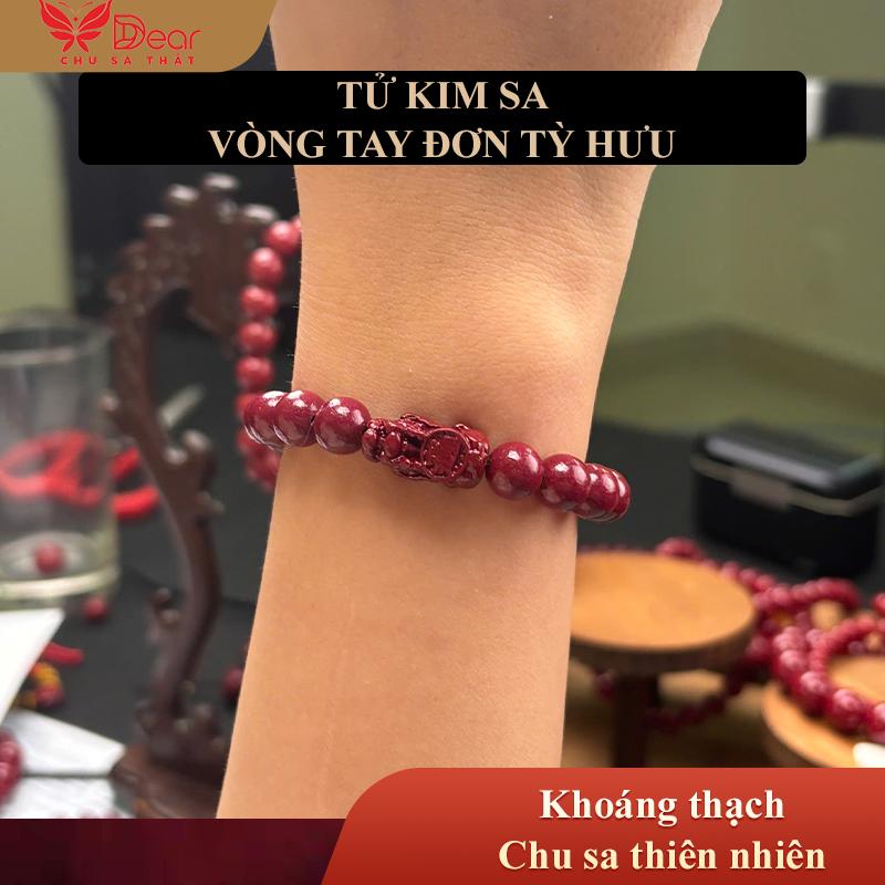 Vòng tay Chu Sa Tử Kim Sa Vòng Đơn Tỳ Hưu Trang Sức Đá Quý Cao Cấp Chu Sa Tự Nhiên Phong Cách Thanh Lịch Phù Hợp Đeo Hằng Ngày Hàng Mới Về Xu Hướng Tiktok Dear Fashion Jewelry