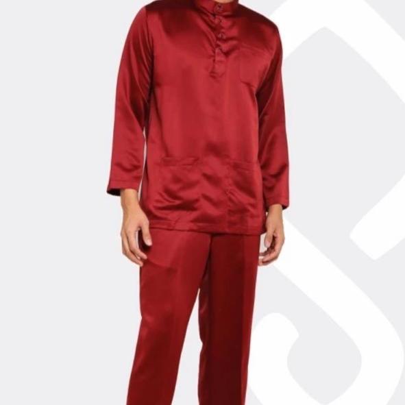 (Batik_sahati) Baju Muslim kurung melayu pria tanpa sarung songket polos 0