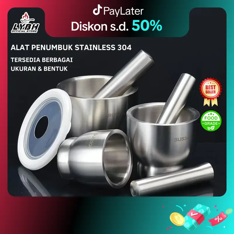COD【Cobek】Cobek Stianless/Penggiling Baja Tahan Karat 304, Penggiling Bawang Putih Padat/Penumbuk Bawang Putih Padat Baja Tahan Karat Penggiling Rumah Tangga dan Panci Penumbuk Manual Penghancur Bawang Putih Mortar Bawang Putih/cobek Stianless/Pakar 0