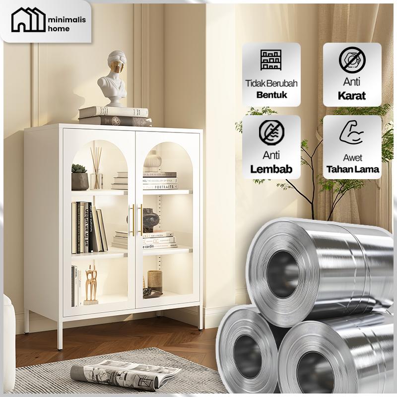 [DISKON] LEMARI KACA HIAS BESI Lemari Pajangan Ruang Tamu Penyimpanan Mainan Miniatur Lemari Tas Buku Dsiplay Kabinet Kolektor