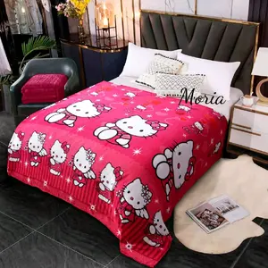 Morea Selimut Anak Hello Kitty Ukuran 120x185 cm Bahan Polyster Merah Ceria Nyaman untuk Tidur Siang & Malam