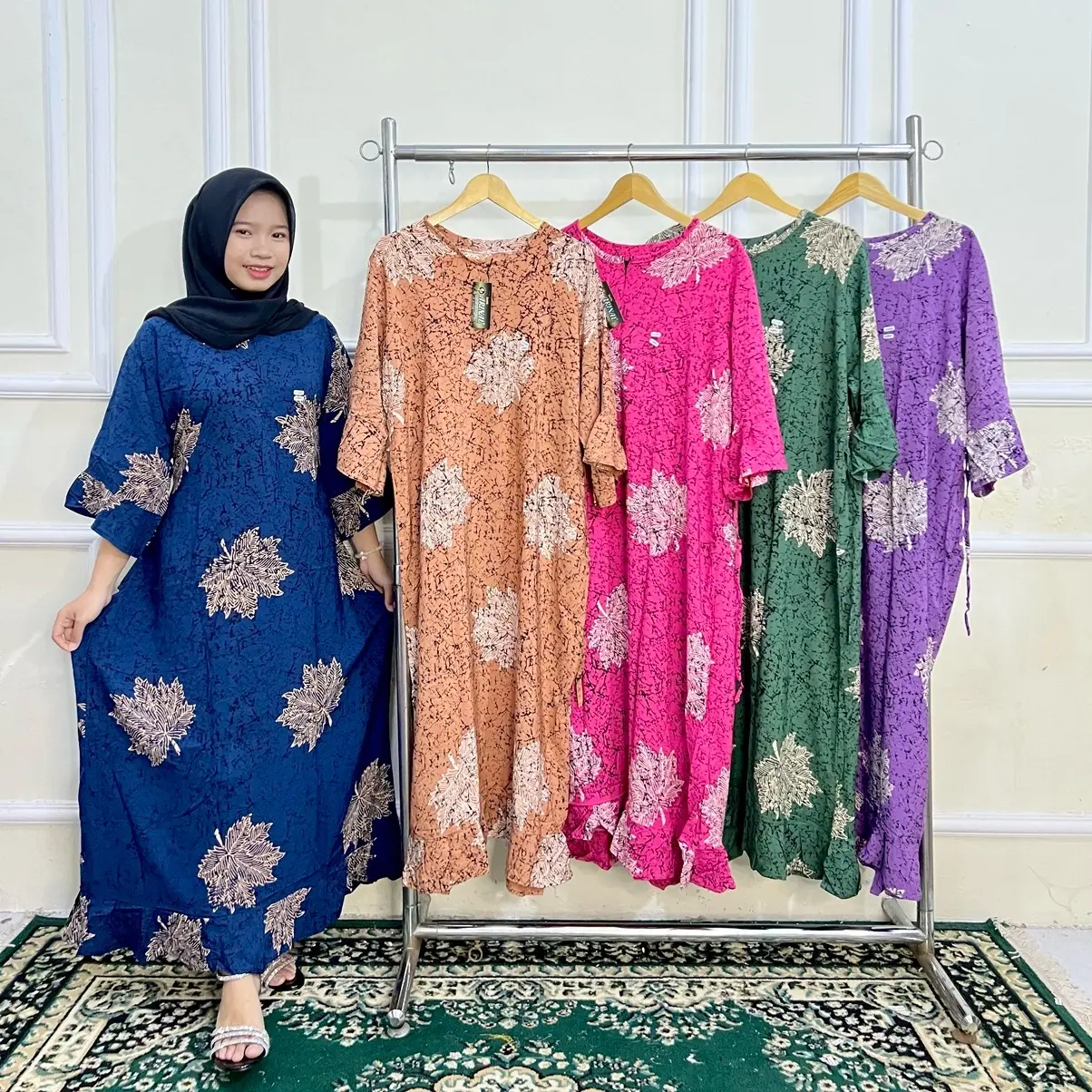 Gamis Rayon Premium Motif Cemara Busui Friendly/Wudhufriendly/Nyamandipakai/harga termurah/Warnasoft/tidakluntur/nyamandipakaiseharihari