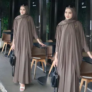 Rafela - Dress One Set Outer Batwing Oversize Busui Friendly Jersey Sutra Premium Elegan By Hasyim Collection Gamis