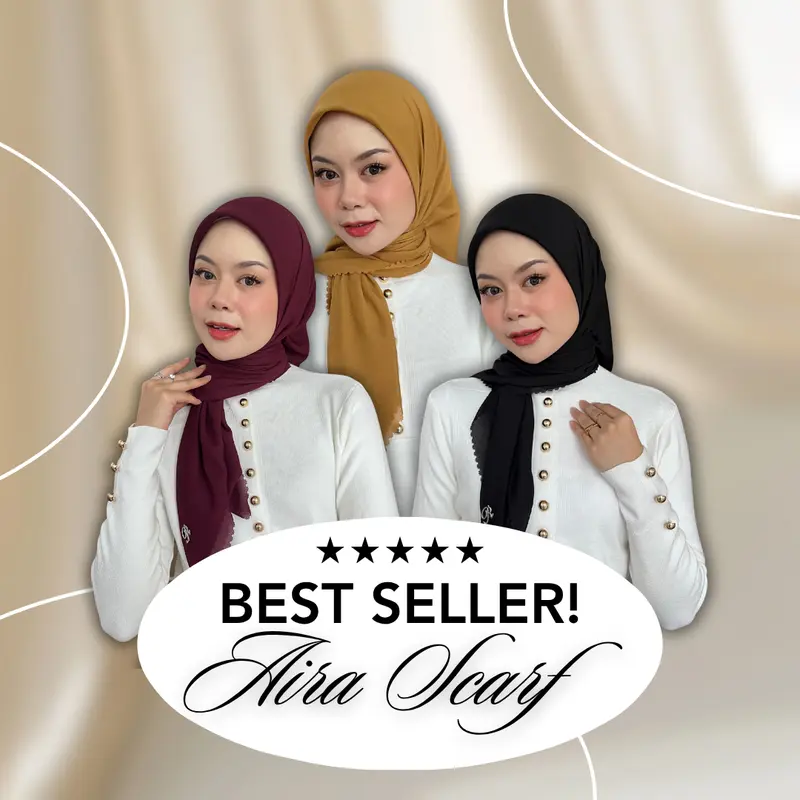 [BEST SELLER] Radwah - Premium Aira Scarf - Premium Voal Ultrafine - Hijab Segi Empat Mudah dibentuk  & Nyaman Dipakai 0