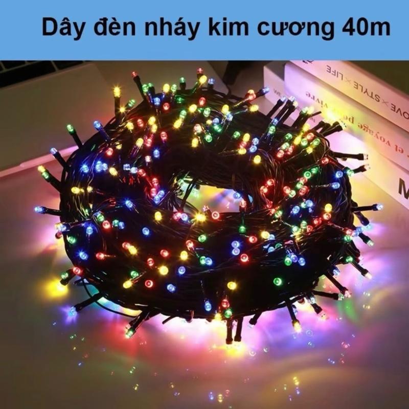  Combo 2 Bộ Đèn Nháy 40m Led Kim Cương Dây Led 40m 4 Lõi Đồng 4 Chế Độ Nháy 