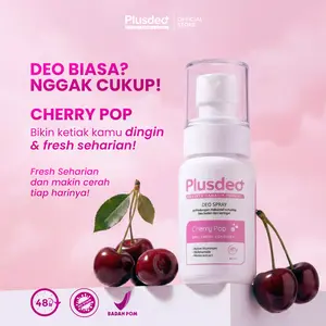 PLUSDEO Deodorant Spray Cherry Pop 60ml Mencerahkan Ketiak & Melembutkan Kulit Tanpa Noda Kuning