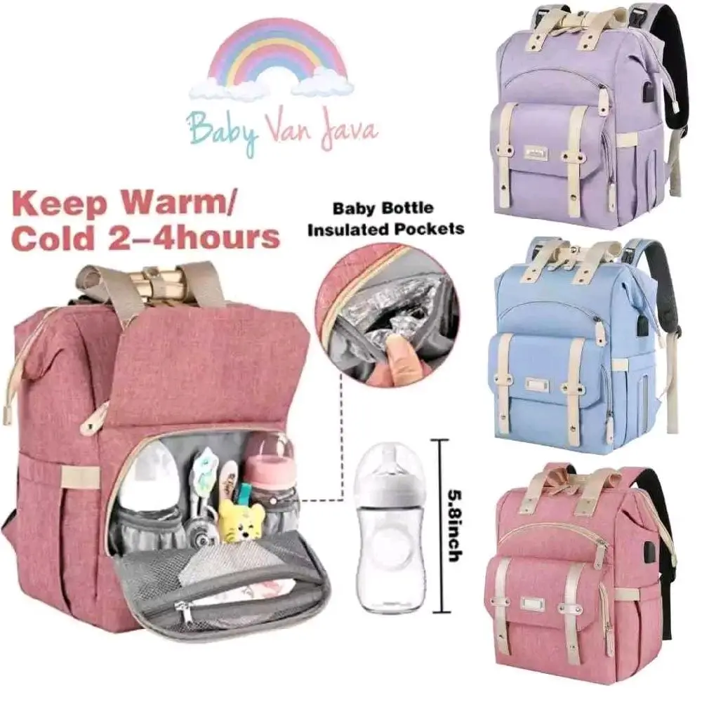 Diapers Bag Original Tas Travel Bayi Tas Ibu Bayi Tas Perlengkapab Ransel USB Charging