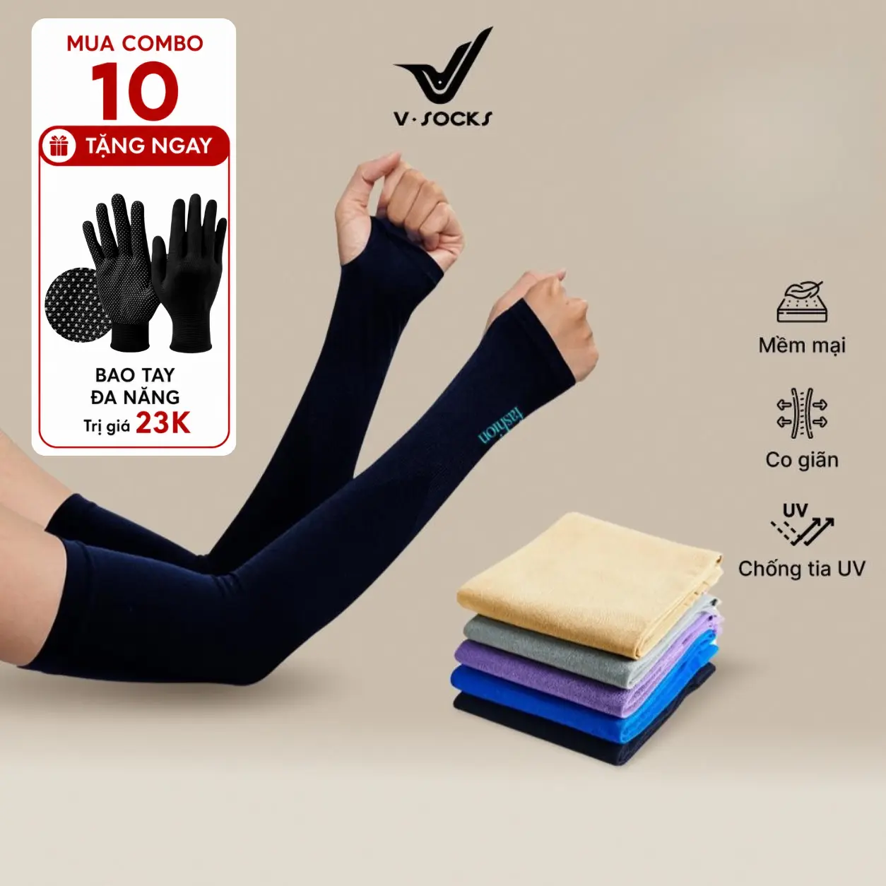 Găng Tay Chống Nắng Chống Tia UV VSocks Nhiều Màu - Phù Hợp Cho Cả Nam Và Nữ