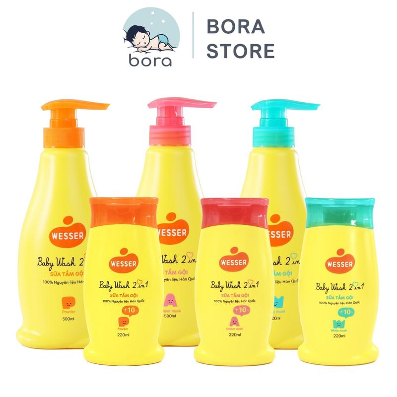Sữa tắm gội Wesser 2in1 200ml 500ml Hàn Quốc cho bé sơ sinh Chính hãng