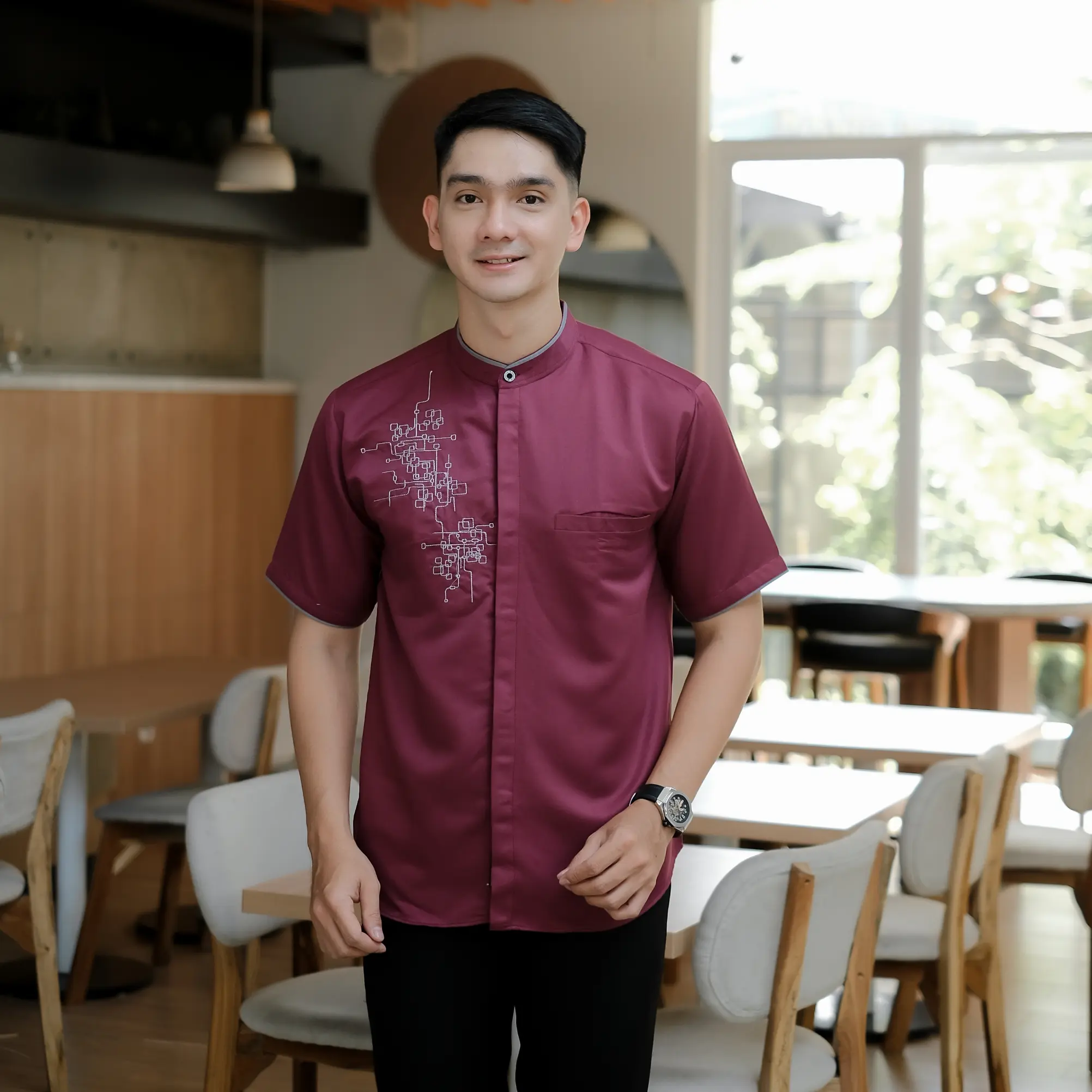 Baju Koko Bordir Lengan Pendek New Motif Supermacy