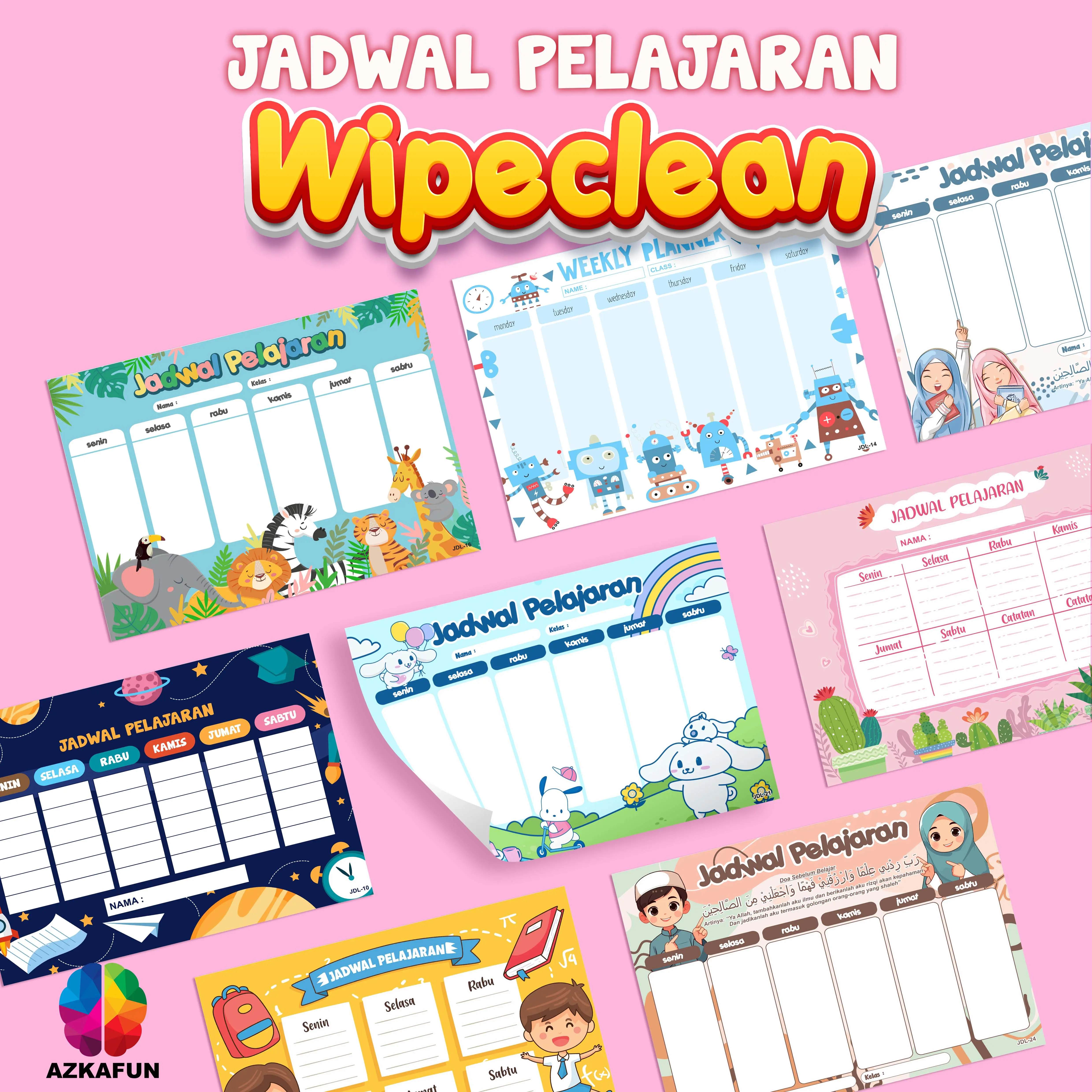 Poster JADWAL PELAJARAN  wipe clean - Poster jadwal sekolah Stationery