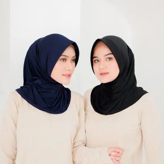 Bergo Hijab Sport Pad Jersey Polos Kekinian Muslim Nyaman Wanita