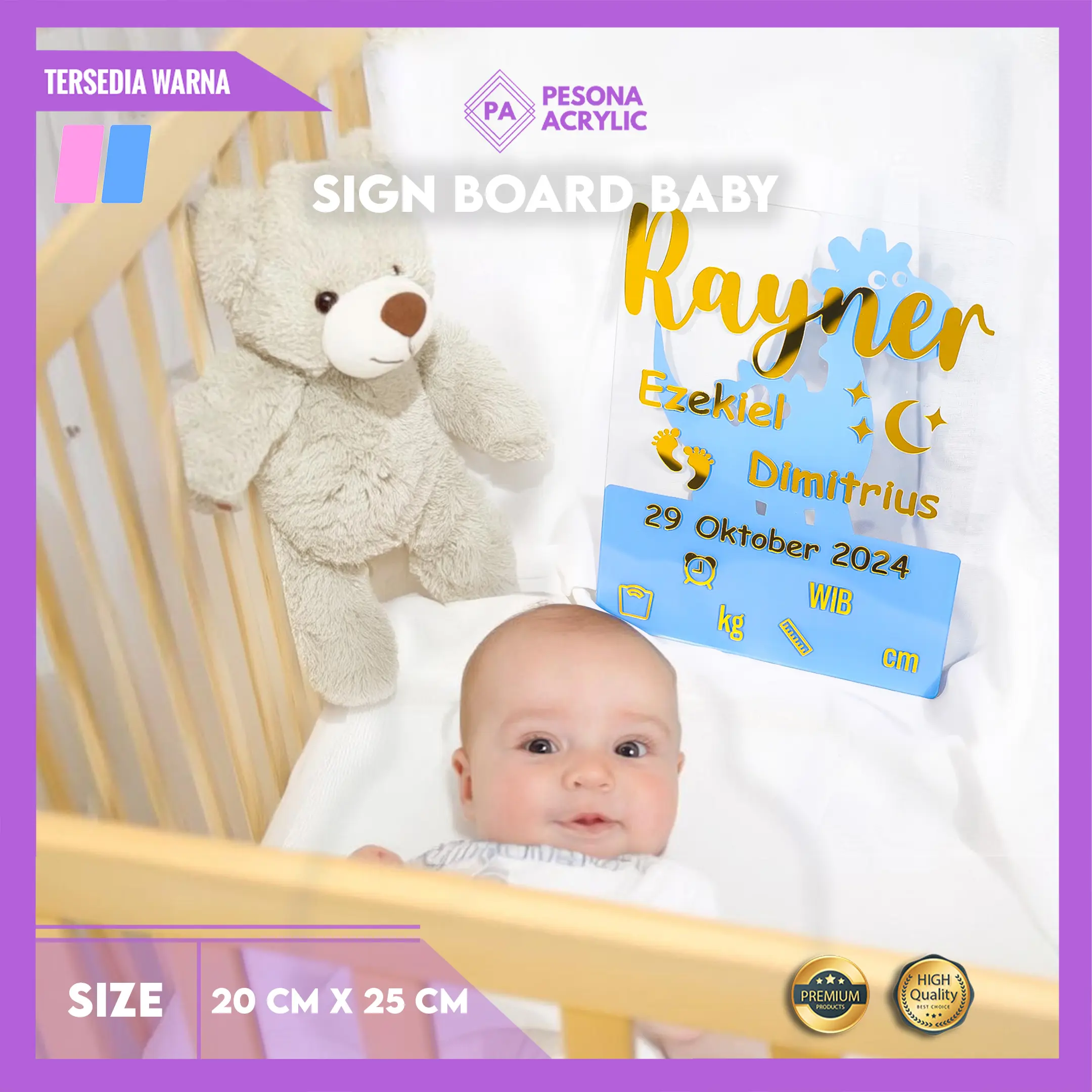 Hospital Board Acrylic / Sign Board Baby Gold