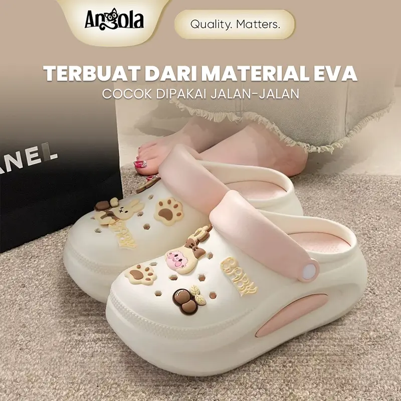 ANGOLA Sepatu Sandal Wedges 6CM H28A Sepatu Sendal Fuji Lucu/Sandal Wanita Kekinian/Sendal Baim 5