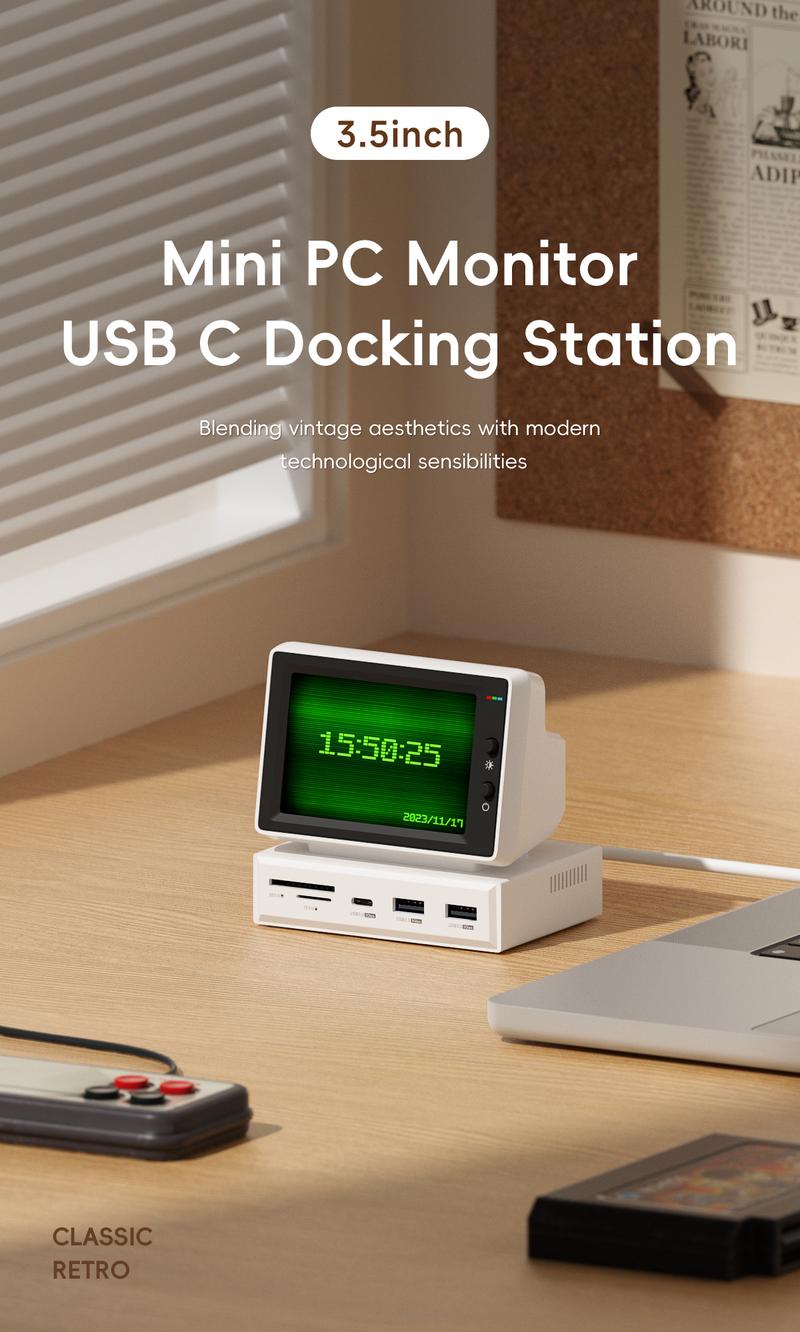 Product Introduction of 【ONE2WORLD SELECTION】HAGIBIS X86 Mini Monitor 8-in-1 USB-C Docking Station	, White 7