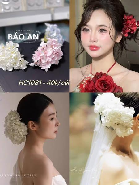 Hoa cài tóc cô dâu cẩm tú cầu HC1081 dạng kẹp U (1 cái)