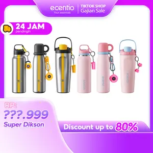 【live】ecentio botol minum tumbler stainless tahan panas dingin 24 jam, anti bocor mudah dibawa tersedia 600ml/650ml/900ml