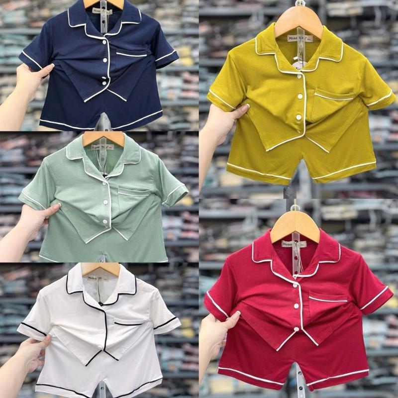 [Shin Kids] Dưới 1m15(6-24kg) Bộ Thun Lạnh Trơn - Basic Áo Ngắn Quần Ngắn Phối Túi Chạy Viền Pijama.Đồ Bộ cho Bé,Đồ ngủ cho bé, đồ mặc nhà cho bé