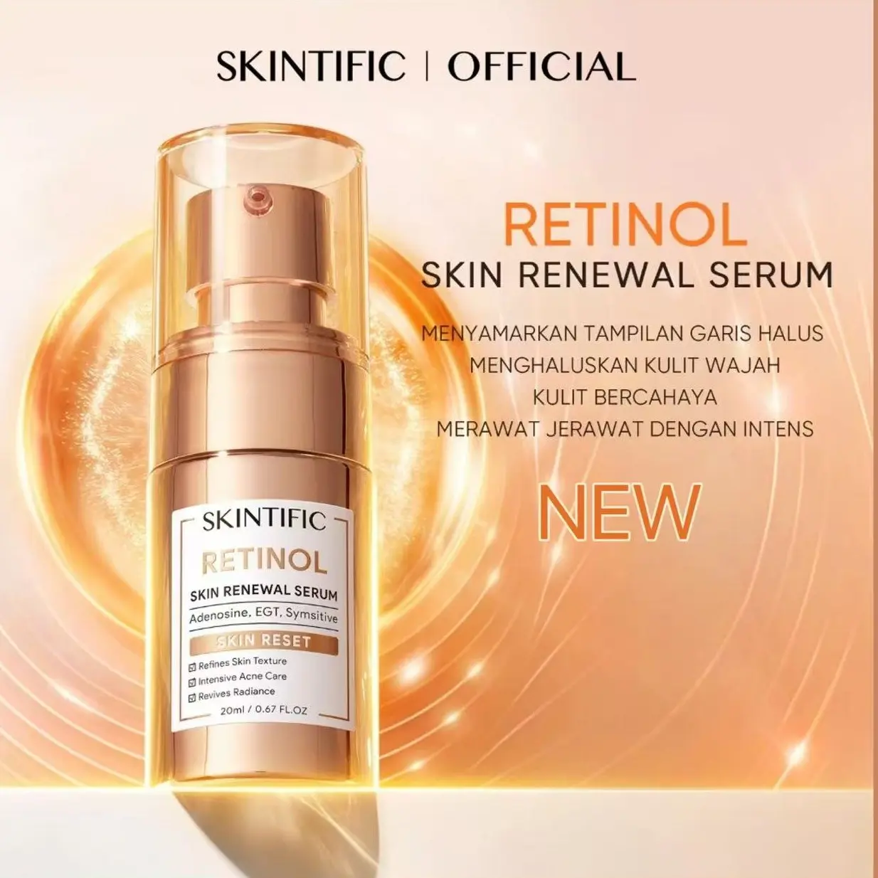 SKINTIFIC Retinol Skin Renewal Serum Face Brightening Firming Anti-Aging Serum Skincare Retinol Serum