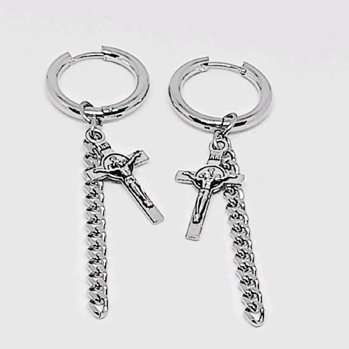 ANTING TINDIK SALIB TITANIUM MODEL RANTAI JURAI PRIA DAN WANITA
