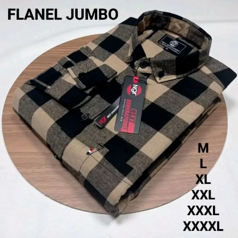 KEMEJA FLANEL OVERSIZE JUMBO CATUR CREAM KEMEJA FLANEL PRIA DAN WANITA LENGAN PANJANG PREMIUM