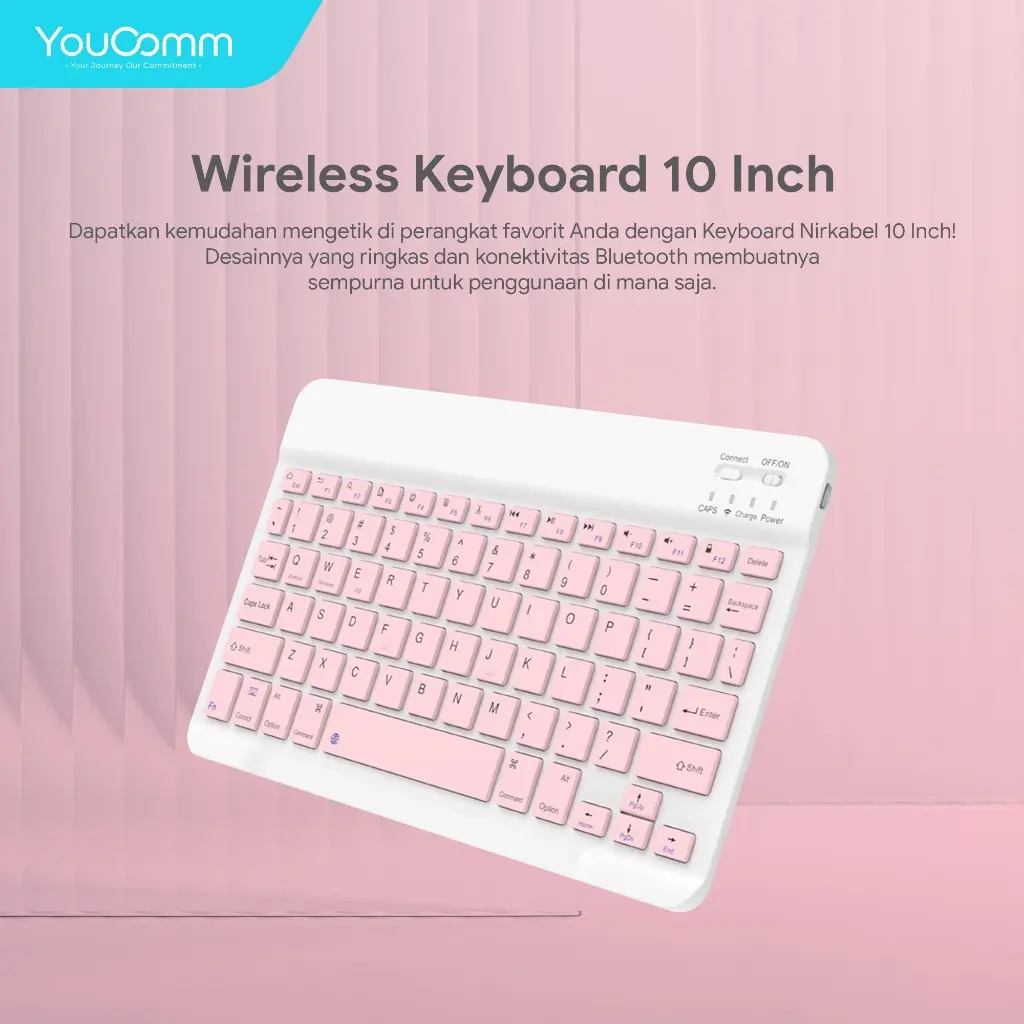 Youcomm 10 inch Wireless Bluetooth Keyboard Lightweight  Colorful A03