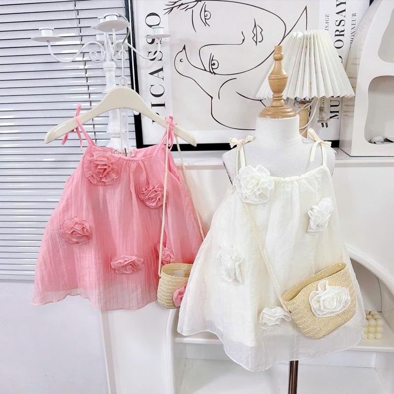 Mekembean Váy 2s hoa nổi TẶNG TÚI CÓI cho bé gái váy cho bé đi biển đi chơi size 6-30kg