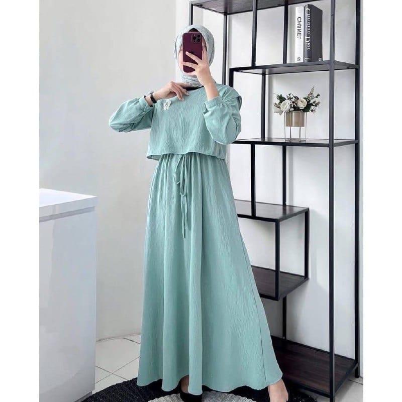 Product Introduction of dress shafila/gamis simple/baju muslim wanita bahan cringcle cey airflow kualitas premium 7