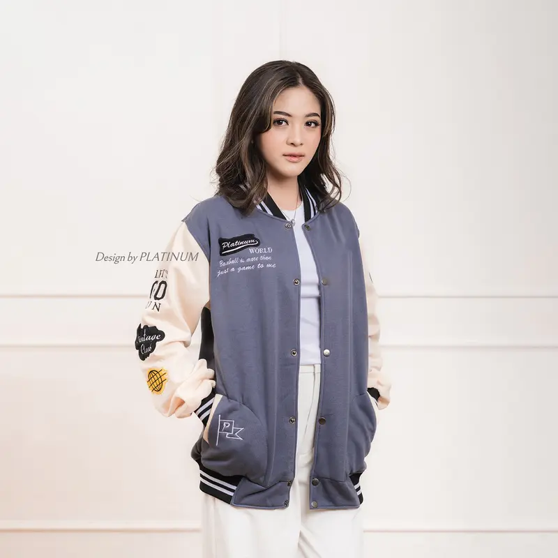 PLATINUM WORLD Jacket Varsity RV Full Bordir Premium Outerwear Varsity Jacket Baseball East Team 9X. 4