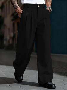 Pantalones casuales de corte holgado para hombre, diseño de pierna ancha cómodo para primavera y otoño, estilo versátil y a la moda, perfectos para uso diario