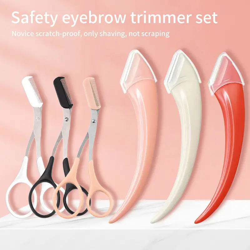 Beginners safe crescent eyebrow trimmer macro manual hair removal shaving special eyebrow shaving blade wholesale
