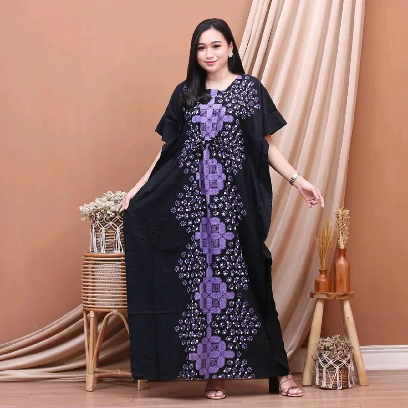 Longdress Kelelawar Jumbo Daster Lowo Tali Serut Dada Ld 150cm Katun Premium Motif Kawung Asli Pekalongan 5