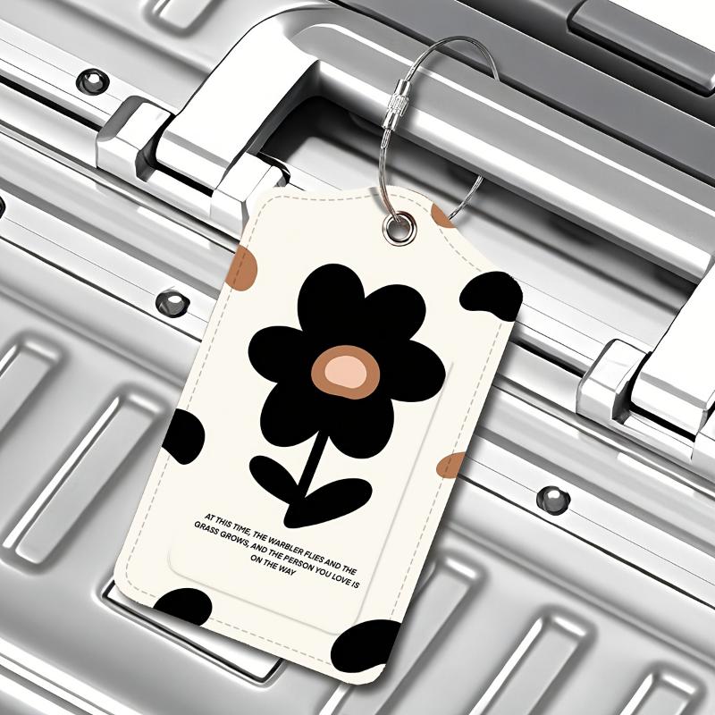 1 PU Material Luggage Tag With Metal Lanyard And Buckle - Lightweight Luggage…
