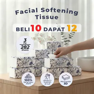 [Beli 10 Dapat 12] Tissue Tisu Wajah Tebal 3 Ply 300 Sheet 100% Serat Alami Lembut & Nyaman Dikulit