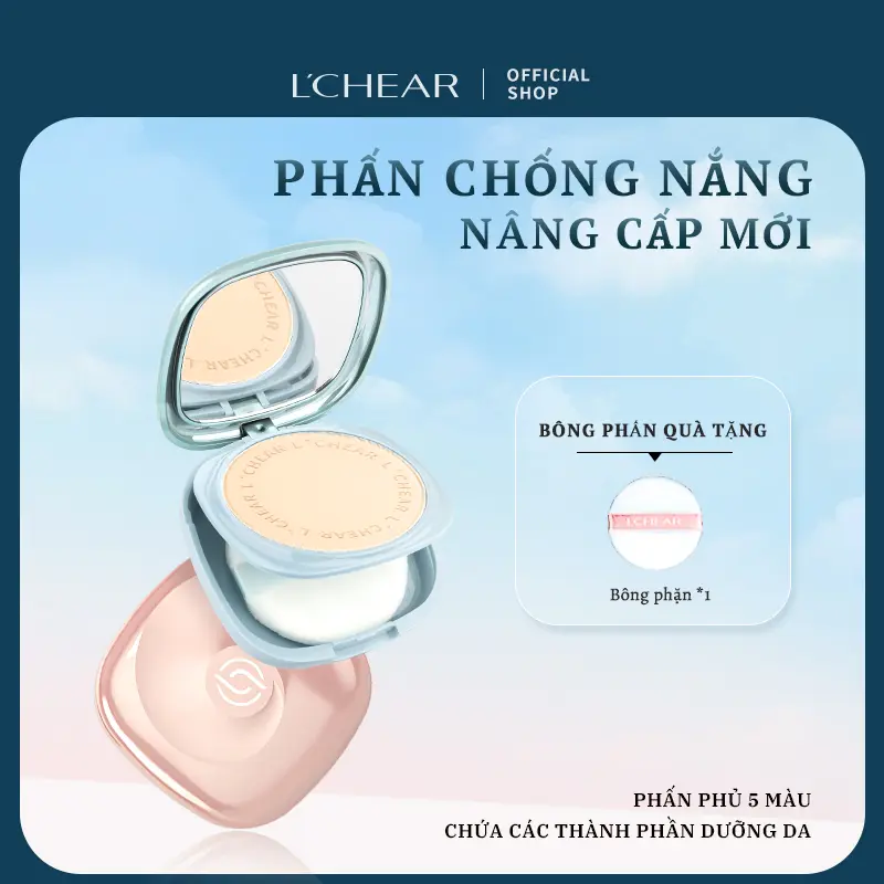 Phấn Phủ Dạng Nén, LCHEAR, Kiểm Soát Dầu, Không Thấm Nước, Che Phủ Hoàn Hảo, Phấn Phủ Nhỏ Gọn, Phấn Chống Nắng, SPF 30 PA + +, Phấn Phủ, Mỹ Phẩm Nữ