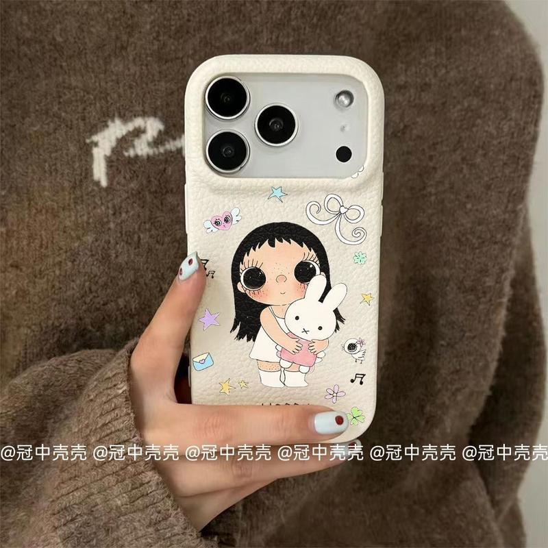 Ốp lưng điện thoại da in hình hoạt hình thỏ và bắp nhỏ dành cho Apple iPhone 18 Pro Max; tương thích với iPhone 17/16/15/14/13/12/11; chống rơi; thiết kế dễ thương; hàng mới.