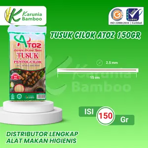 ATOZ Tusuk Sate Pentol Cilok 2,5 mm x 15 cm Bambu Import Halal & Higienis untuk Telur Gulung Bakso Cilok Kitchenware