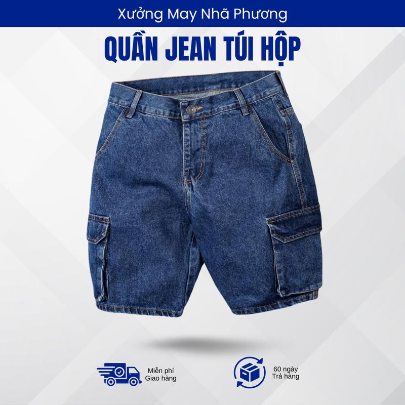 Quần short jean nam Thái Khang loại quần jean túi hộp dành cho nam trung niên chất dày dặn QUAN03 Menswear Pants